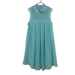 Miss Behave Girls 10 Sleeveless Light Teal Kids Dress Pleated